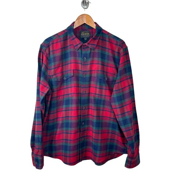 LUCKY BRAND Men's Sz XL SATURDAY STRETCH PLAID FLANNEL Red/ Blue/Green Shirt - Picture 1 of 15
